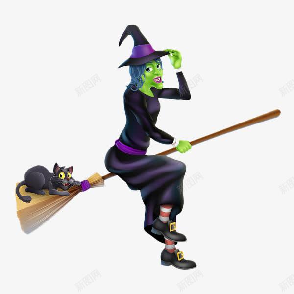 卡通女巫和魔法扫帚魔法扫帚元素免抠png设计图片免费下载页面网页平面电商创意素材扫帚素材