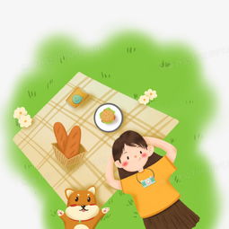 原创卡通小女孩和狗狗春游元素png图片素材免费下载psd格式30003000像素熊猫办公