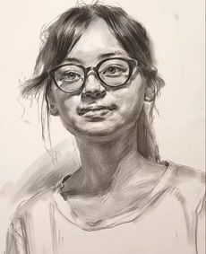教你画正面戴眼镜的女青年素描头像视频教学
