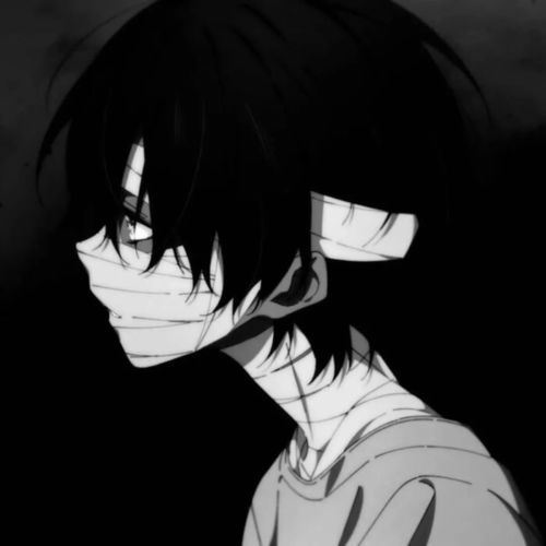 暗黑系男头丧系黑白动漫男生头像