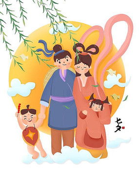 一家四口卡通图片