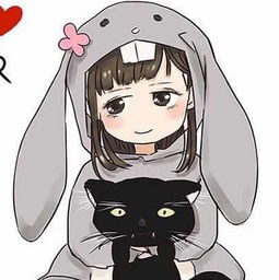 兔子睡衣情侣头像,女生抱黑猫如图,求男生的