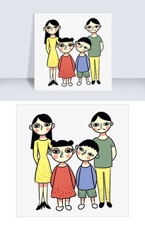 手绘矢量卡通可爱幸福一家四口图片素材psb格式下载动漫人物大全