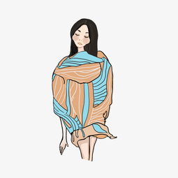 插画女郎线条毛衣秋冬橘蓝png图片素材其他格式下载动漫人物大全