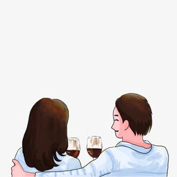 情侣拥抱喝红酒手绘插画psd图片素材其他格式下载动漫人物大全