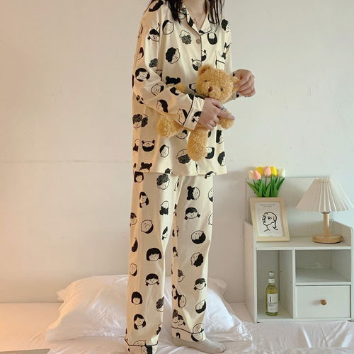 2021卡通动漫头像长袖睡衣女春秋季可爱家居服套装可外穿