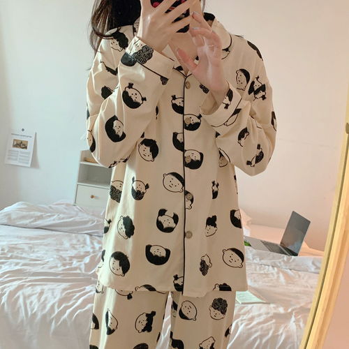 2021卡通动漫头像长袖睡衣女春秋季可爱家居服套装可外穿