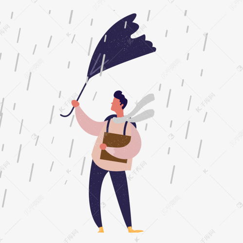 卡通手绘下雨打伞男人插画素材图片免费下载千库网