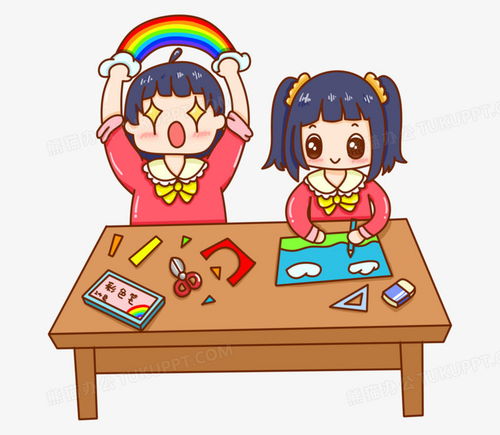 卡通小女孩上手工课做手工免抠元素png图片素材免费下载手工png23002000像素