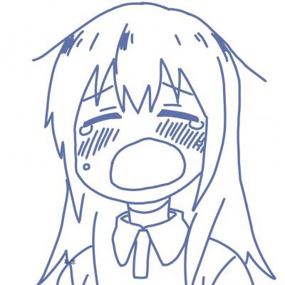手绘蓝色系极简线条动漫女头