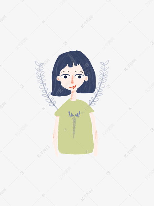 元素青春小清新齐耳短发少女手绘插图素材图片免费下载千库网