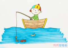 卡通西瓜头小男孩简笔画的画法步骤教程素描