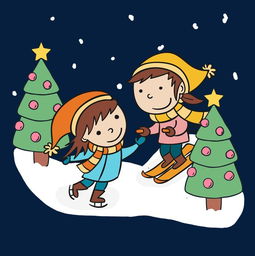 白色圣诞节滑雪溜冰的女孩图片素材其他格式下载动漫人物大全
