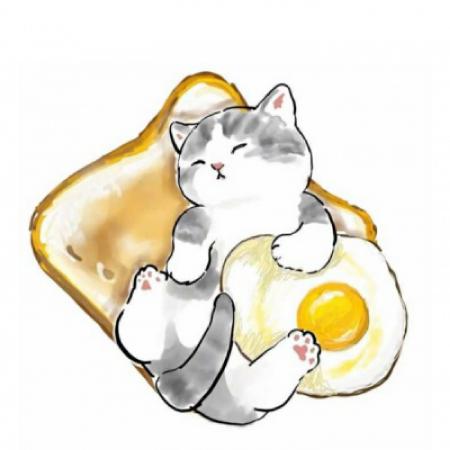 手绘小猫可爱微信头像,小猫抱着水果美食的
