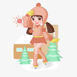 手绘冬季旅游滑冰儿童插画图片素材其他格式下载动漫人物大全