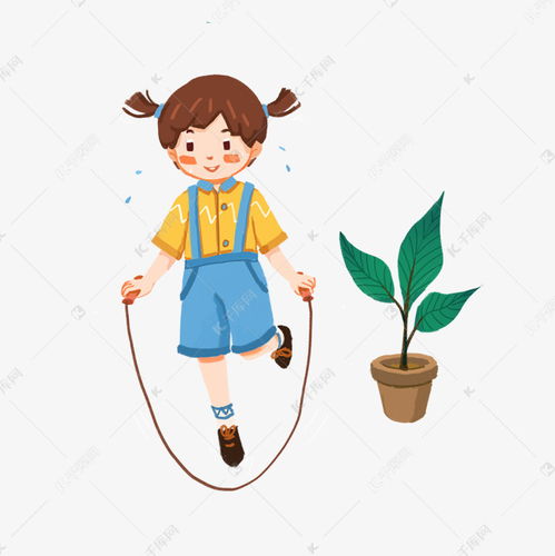 卡通跳绳运动的女孩插画素材图片免费下载千库网