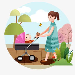 母婴人物和婴儿车插画图片素材其他格式下载动漫人物大全