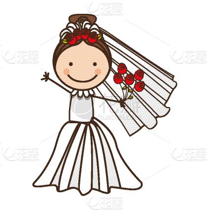 图像,新娘,图标,动画片,魅力,请柬,高雅,婚礼,模板,庆祝婚礼