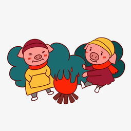 手绘矢量卡通猪年新年两只小猪图片素材其他格式下载动漫人物大全