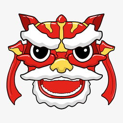 卡通手绘红色舞狮头插画图片素材其他格式下载动漫人物大全