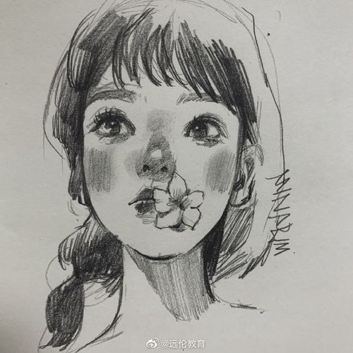速写少女头像图minarimdrawing