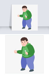 可爱卡通手绘开心胖胖的绿衣男孩图片素材psb格式下载动漫人物大全