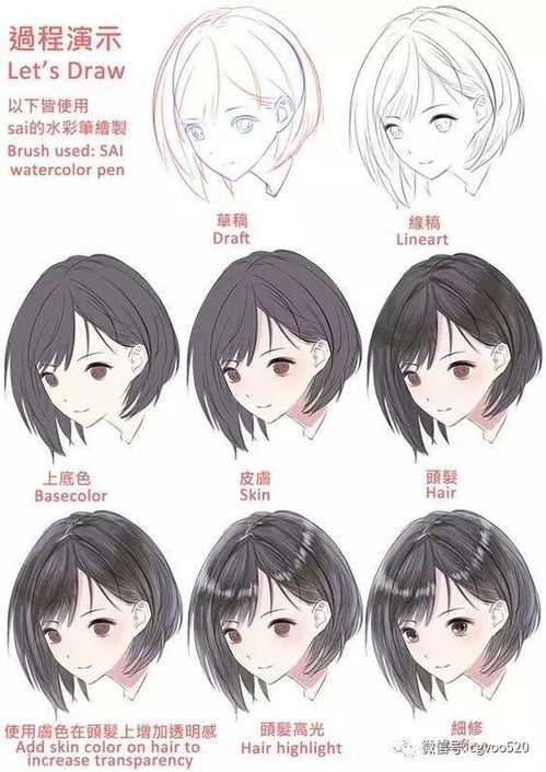 绘画参考日系漫画女生发型画法