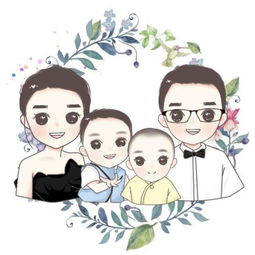 把家人的照片画成家庭卡通头像和手机壁纸,温馨一家头像图片壁纸
