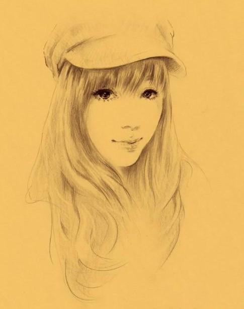 唯美女生头像素描