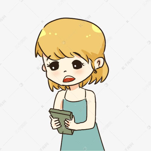 手绘卡通玩手机的漂亮女孩素材图片免费下载千库网