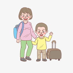 旅游母亲和儿子手绘卡通小清新图片素材其他格式下载动漫人物大全