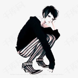 时尚短发女孩素材图片免费下载高清卡通手绘png千库网图片编号6534377