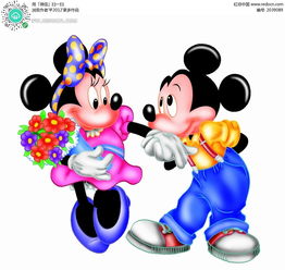 抱着鲜花的米妮和亲吻手的米奇卡通画ps绘制卡通人物下载2039089