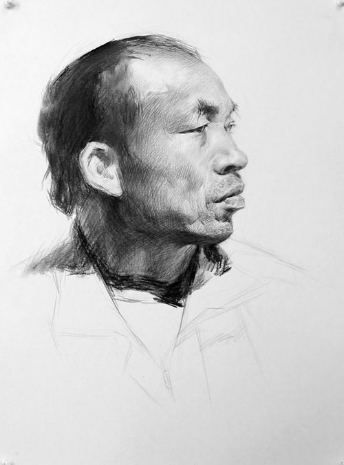 每日一画素描头像侧脸步骤图