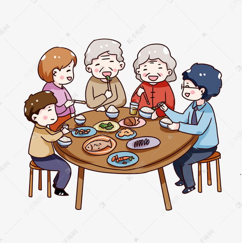 手绘卡通重阳节陪老人吃饭素材图片免费下载千库网
