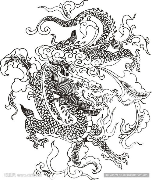 卡通龙雕刻矢量图案设计图