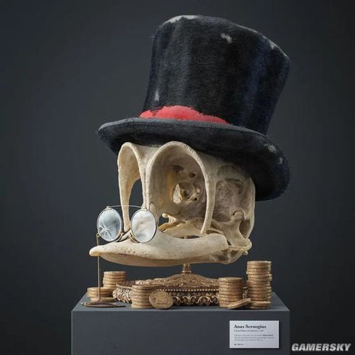 惊悚的萌感3d艺术家创作的卡通人物头骨化石
