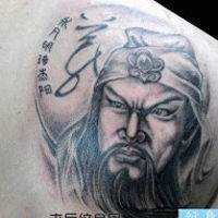 关公头像纹身,社会关公纹身男头像,霸气彩色关公纹身图案大全