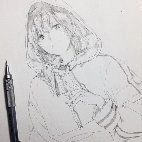 线条感十足的动漫人物素描,超美少女