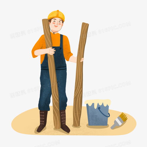 手绘卡通木匠工人插画免抠元素图片免费下载png素材编号zq9iqdgw8图精灵