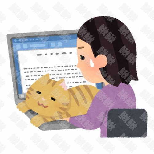 趴在主人女电脑上打扰工作玩游戏的小猫猫咪手绘卡通插画手绘png儿童插画免扣素材1阿猫阿狗