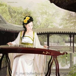 求古代的女人弹琴图片,最好卡通的急