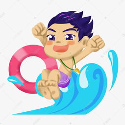 卡通运动系儿童插画之游泳少年素材图片免费下载千库网