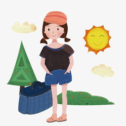 清新唯美风手绘卡通女孩出游旅行插画图片素材其他格式下载动漫人物大全