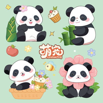 咕卡贴纸熊猫,动物素材,设计素材,设计模板,汇图网