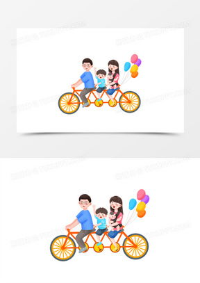一家四口卡通图片一儿一女2023