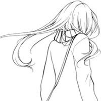 黑白漫画头像女生背影微信头像图片大全