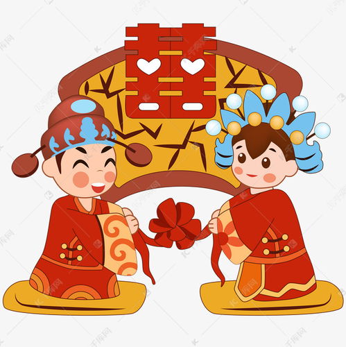 中式婚礼手绘卡通人物插画素材图片免费下载千库网