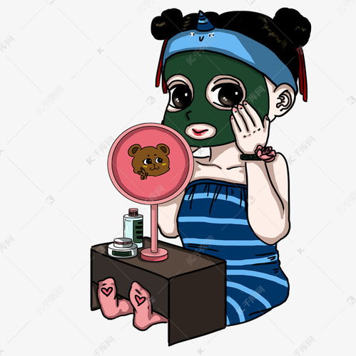 美容卡通手绘敷面膜小人儿素材图片免费下载千库网