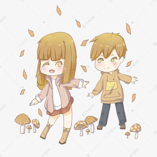 秋季卡通女孩和男孩人物插画素材图片免费下载千库网